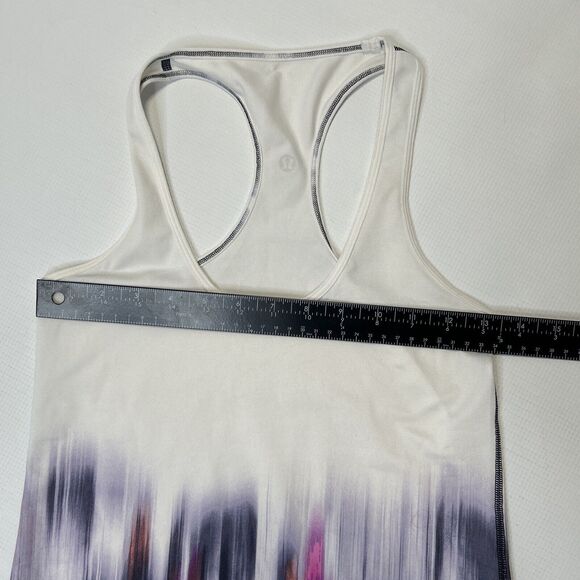 Lululemon Cool Racerback Tank Top Engineered Mirage Deep Indigo White 2 Ext Long - Picture 6 of 8
